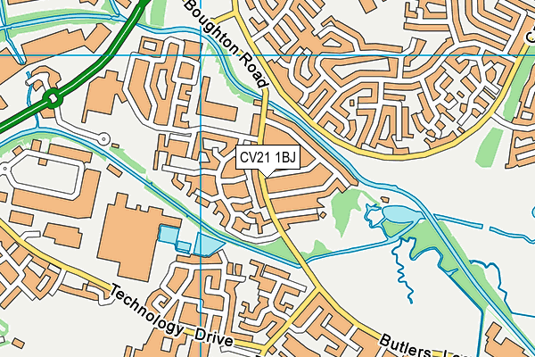 CV21 1BJ map - OS VectorMap District (Ordnance Survey) CV21 1BJ map - OS VectorMap District (Ordnance Survey)