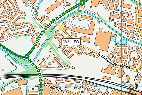 CV21 1FW map - OS VectorMap District (Ordnance Survey)
