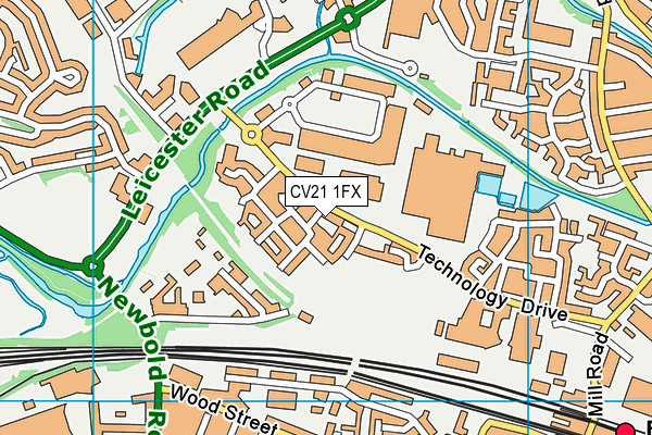 CV21 1FX map - OS VectorMap District (Ordnance Survey) CV21 1FX map - OS VectorMap District (Ordnance Survey)