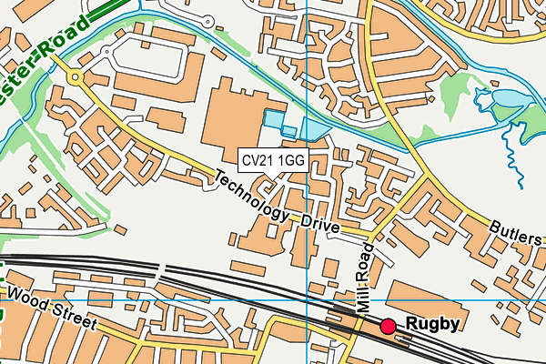 CV21 1GG map - OS VectorMap District (Ordnance Survey)