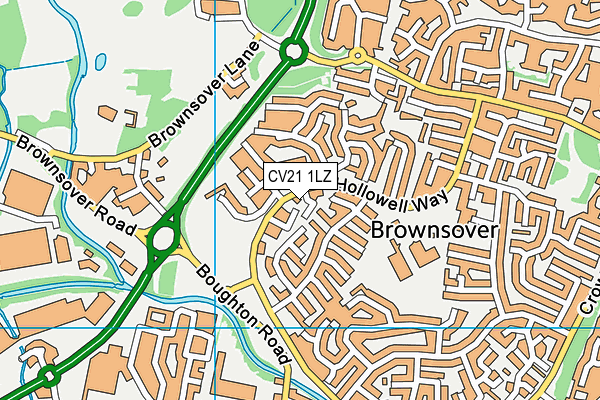 CV21 1LZ map - OS VectorMap District (Ordnance Survey) CV21 1LZ map - OS VectorMap District (Ordnance Survey)
