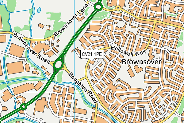 CV21 1PE map - OS VectorMap District (Ordnance Survey) CV21 1PE map - OS VectorMap District (Ordnance Survey)