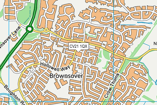 CV21 1QX map - OS VectorMap District (Ordnance Survey) CV21 1QX map - OS VectorMap District (Ordnance Survey)