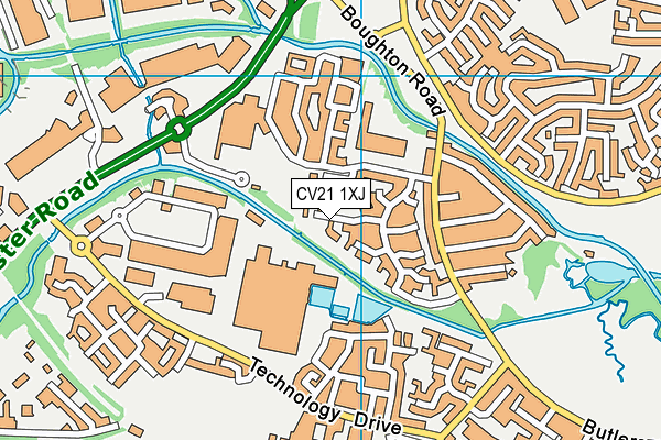 CV21 1XJ map - OS VectorMap District (Ordnance Survey) CV21 1XJ map - OS VectorMap District (Ordnance Survey)