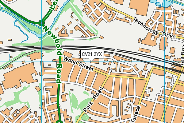 CV21 2YX map - OS VectorMap District (Ordnance Survey) CV21 2YX map - OS VectorMap District (Ordnance Survey)