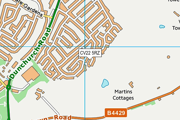 CV22 5RZ map - OS VectorMap District (Ordnance Survey) CV22 5RZ map - OS VectorMap District (Ordnance Survey)