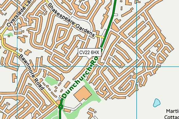 CV22 6HX map - OS VectorMap District (Ordnance Survey)