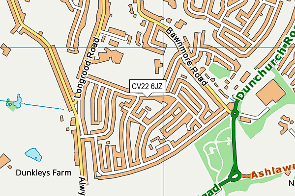 CV22 6JZ map - OS VectorMap District (Ordnance Survey)