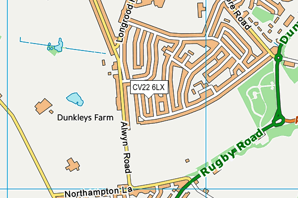 CV22 6LX map - OS VectorMap District (Ordnance Survey) CV22 6LX map - OS VectorMap District (Ordnance Survey)