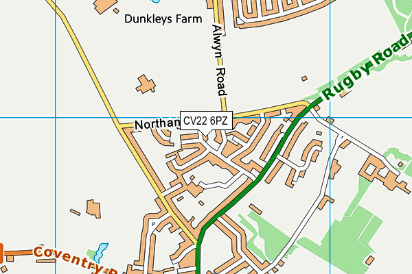 CV22 6PZ map - OS VectorMap District (Ordnance Survey)