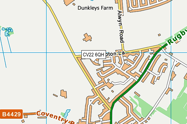 CV22 6QH map - OS VectorMap District (Ordnance Survey) CV22 6QH map - OS VectorMap District (Ordnance Survey)