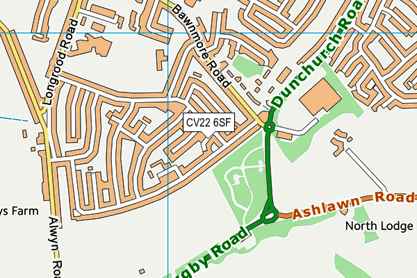 CV22 6SF map - OS VectorMap District (Ordnance Survey)