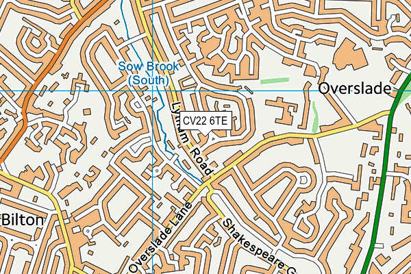 CV22 6TE map - OS VectorMap District (Ordnance Survey)