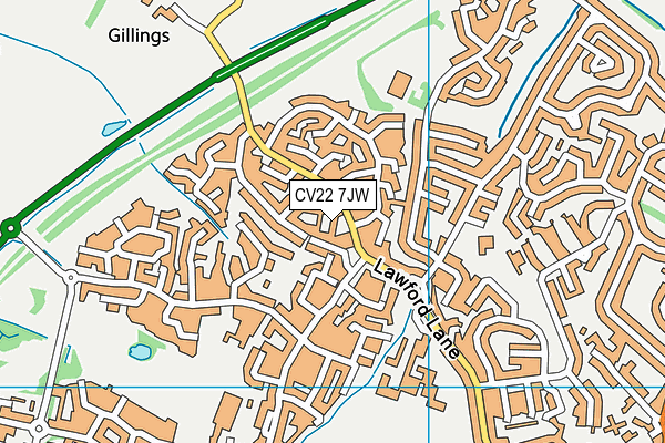 CV22 7JW map - OS VectorMap District (Ordnance Survey) CV22 7JW map - OS VectorMap District (Ordnance Survey)