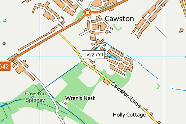 CV22 7YJ map - OS VectorMap District (Ordnance Survey)