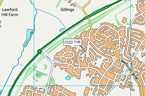 CV22 7YR map - OS VectorMap District (Ordnance Survey) CV22 7YR map - OS VectorMap District (Ordnance Survey)
