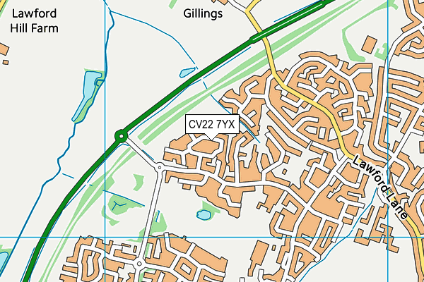 CV22 7YX map - OS VectorMap District (Ordnance Survey)