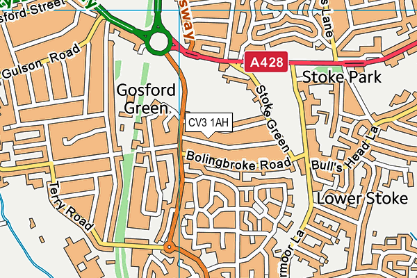 CV3 1AH map - OS VectorMap District (Ordnance Survey)