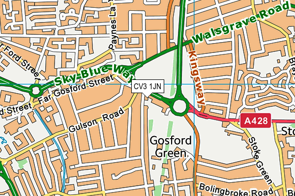 CV3 1JN map - OS VectorMap District (Ordnance Survey) CV3 1JN map - OS VectorMap District (Ordnance Survey)