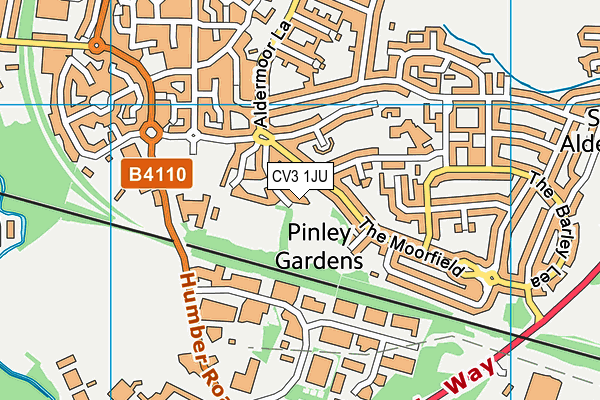 CV3 1JU map - OS VectorMap District (Ordnance Survey)