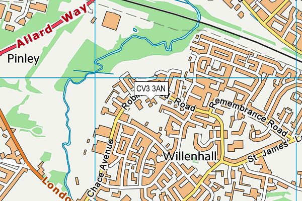 CV3 3AN map - OS VectorMap District (Ordnance Survey) CV3 3AN map - OS VectorMap District (Ordnance Survey)