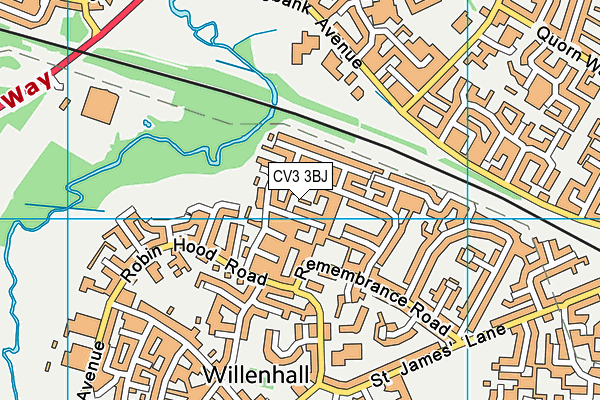 CV3 3BJ map - OS VectorMap District (Ordnance Survey) CV3 3BJ map - OS VectorMap District (Ordnance Survey)