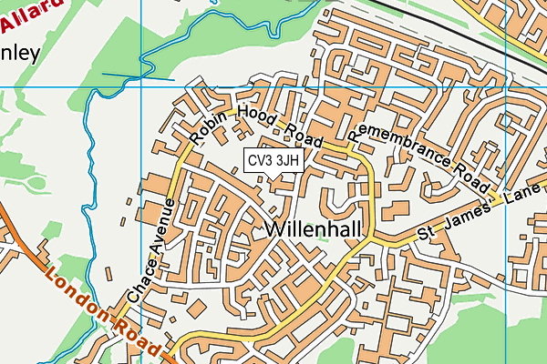 CV3 3JH map - OS VectorMap District (Ordnance Survey) CV3 3JH map - OS VectorMap District (Ordnance Survey)