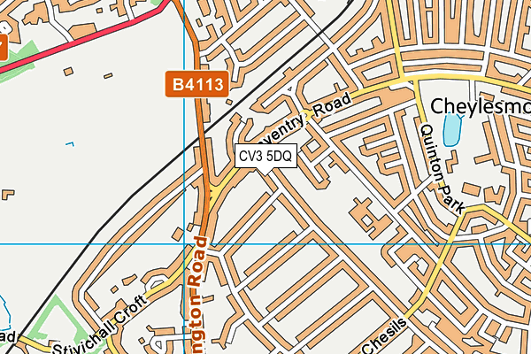 CV3 5DQ map - OS VectorMap District (Ordnance Survey)