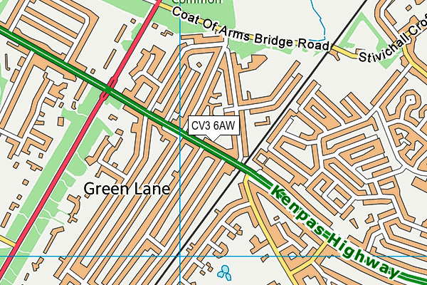 CV3 6AW map - OS VectorMap District (Ordnance Survey) CV3 6AW map - OS VectorMap District (Ordnance Survey)