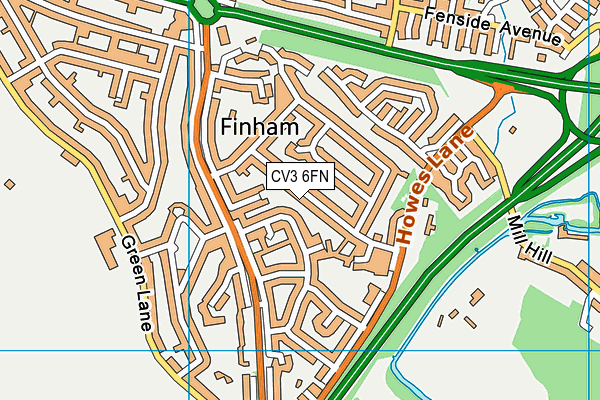 CV3 6FN map - OS VectorMap District (Ordnance Survey) CV3 6FN map - OS VectorMap District (Ordnance Survey)