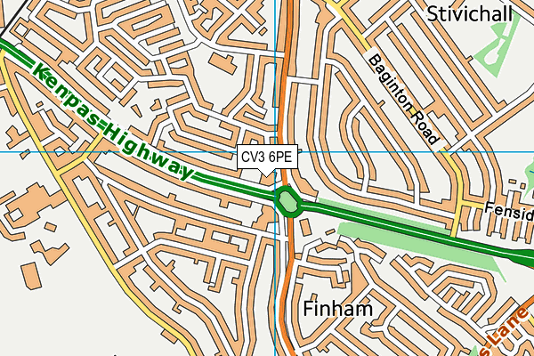 CV3 6PE map - OS VectorMap District (Ordnance Survey)