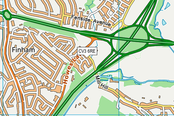 CV3 6RE map - OS VectorMap District (Ordnance Survey)