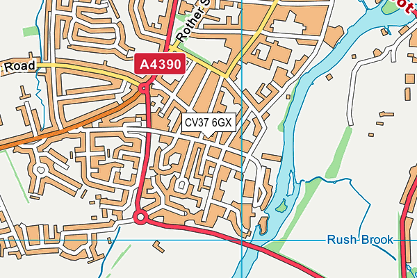 CV37 6GX map - OS VectorMap District (Ordnance Survey)