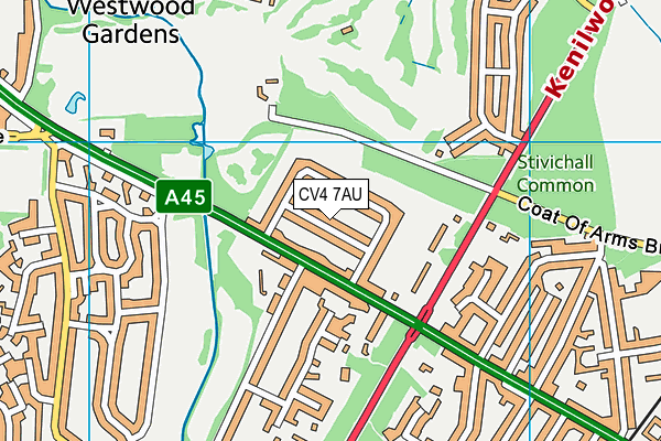 CV4 7AU map - OS VectorMap District (Ordnance Survey) CV4 7AU map - OS VectorMap District (Ordnance Survey)