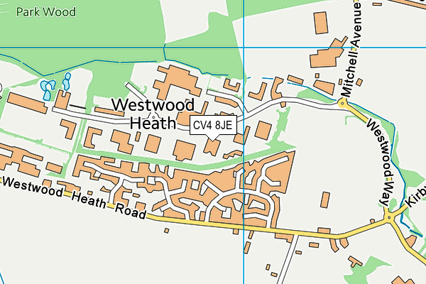 CV4 8JE map - OS VectorMap District (Ordnance Survey) CV4 8JE map - OS VectorMap District (Ordnance Survey)