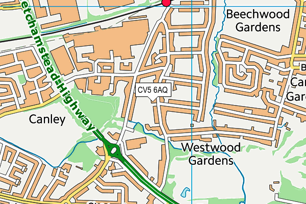 CV5 6AQ map - OS VectorMap District (Ordnance Survey)