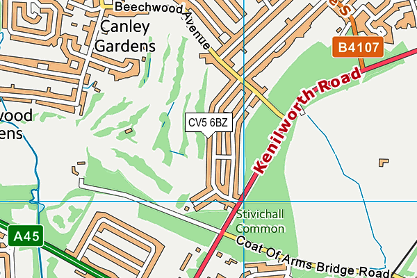 CV5 6BZ map - OS VectorMap District (Ordnance Survey) CV5 6BZ map - OS VectorMap District (Ordnance Survey)