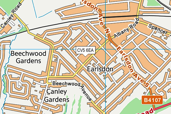 CV5 6EA map - OS VectorMap District (Ordnance Survey)