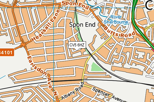 CV5 6HZ map - OS VectorMap District (Ordnance Survey)