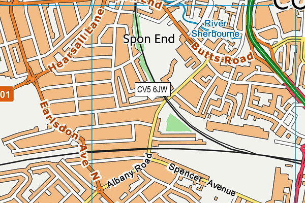 CV5 6JW map - OS VectorMap District (Ordnance Survey)