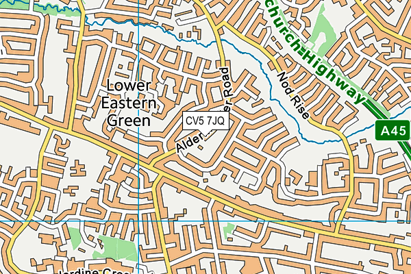 CV5 7JQ map - OS VectorMap District (Ordnance Survey)