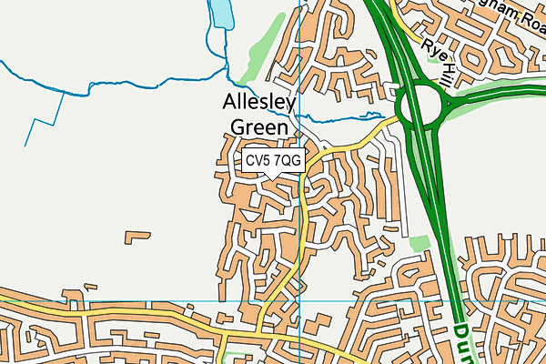 CV5 7QG map - OS VectorMap District (Ordnance Survey)