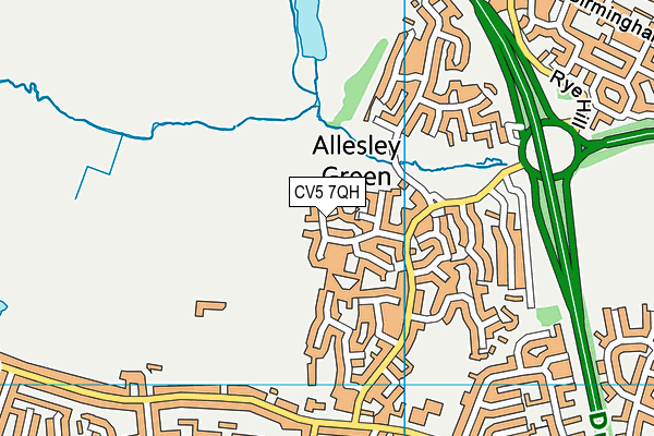 CV5 7QH map - OS VectorMap District (Ordnance Survey)