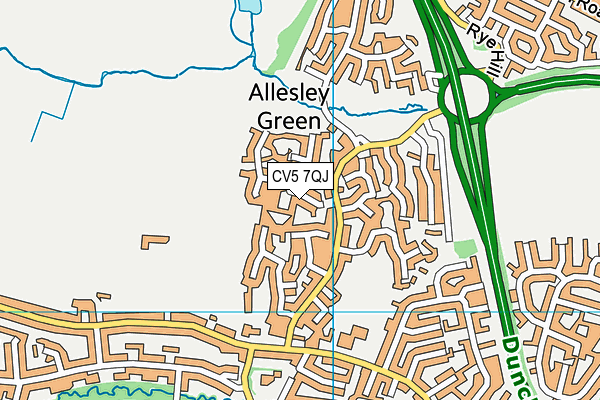 CV5 7QJ map - OS VectorMap District (Ordnance Survey) CV5 7QJ map - OS VectorMap District (Ordnance Survey)