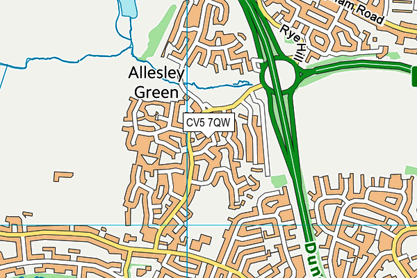 CV5 7QW map - OS VectorMap District (Ordnance Survey)