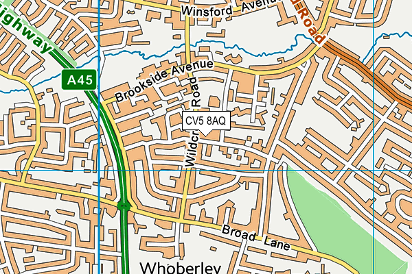 CV5 8AQ map - OS VectorMap District (Ordnance Survey) CV5 8AQ map - OS VectorMap District (Ordnance Survey)