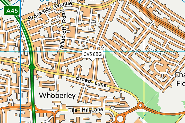 CV5 8BG map - OS VectorMap District (Ordnance Survey) CV5 8BG map - OS VectorMap District (Ordnance Survey)