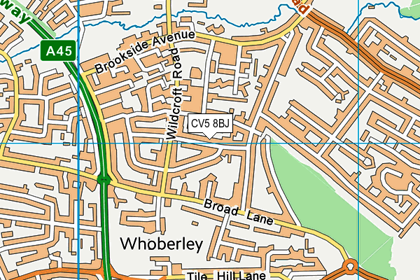 CV5 8BJ map - OS VectorMap District (Ordnance Survey) CV5 8BJ map - OS VectorMap District (Ordnance Survey)
