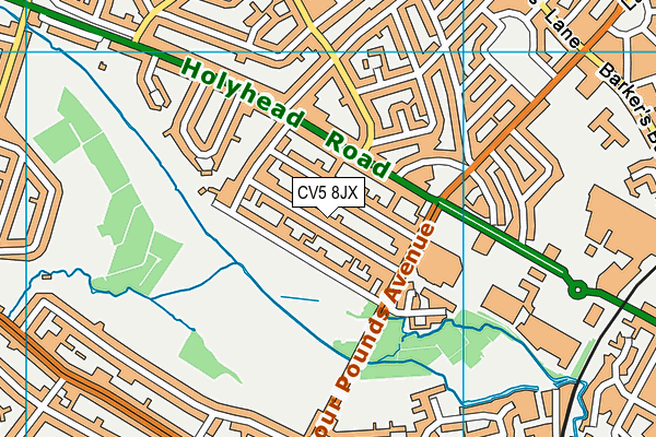 CV5 8JX map - OS VectorMap District (Ordnance Survey)