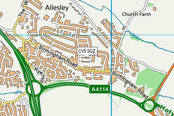 CV5 9GZ map - OS VectorMap District (Ordnance Survey)